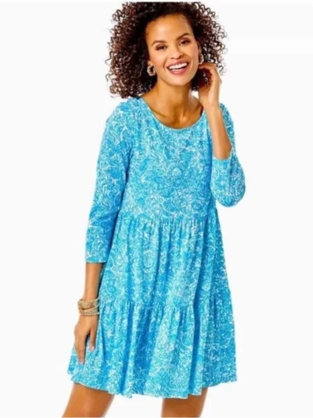 Lilly Pulitzer Geanna Tiered Swing Mini‎ Dress Resort Paisley Print Size Small